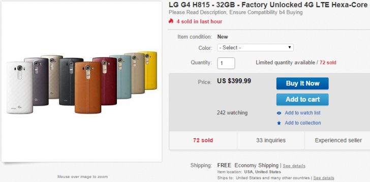 Fotografía - [Alerta Trato] Desbloqueado LG G4 (H815) a la venta por $ 399 a través de eBay